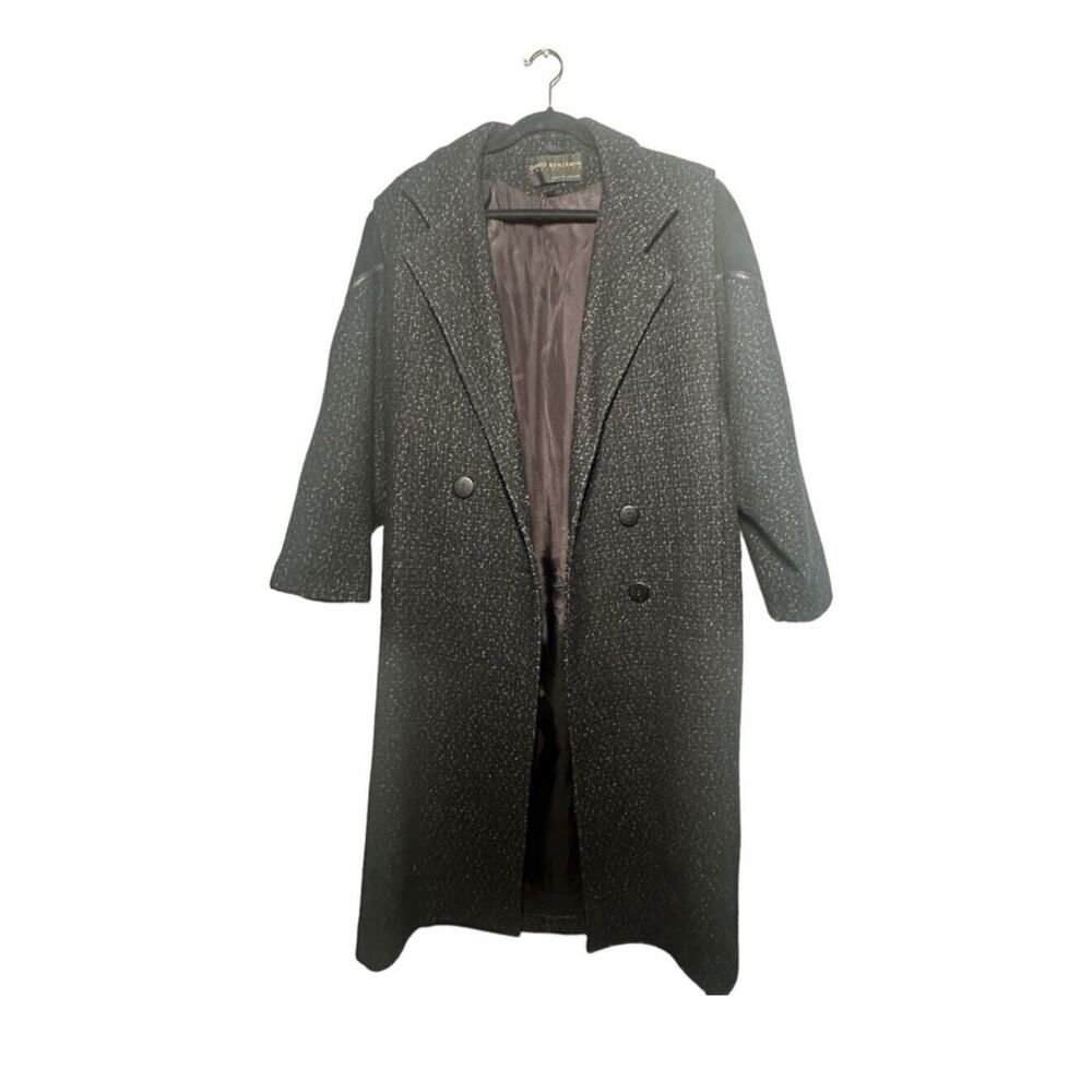 Vintage David Benjamin Women’s Black Wool Long Trench Overcoat Size 10
